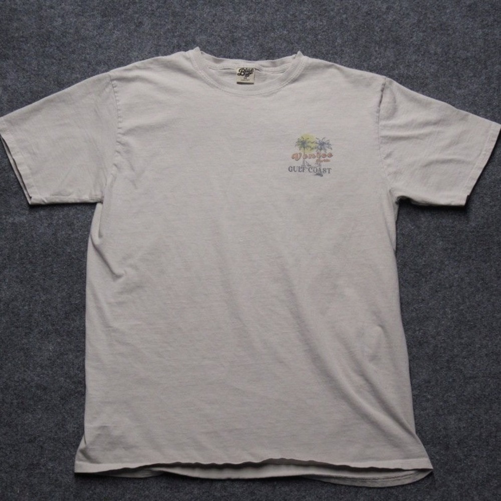 Blue 84 Venice Florida Gulf Coast Graphic T-Shirt Mens XL Tan Beige Beach Tee